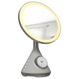 Portronics Movo 3 In 1 Wireless Charger With 5W Bluetooth Speaker & Makeup Mirror, Qi2 Certified 15W Wireless Charging, 3 Led Lights With Adjustable Intensity, 90° Adjustable Mirror, Type C Input