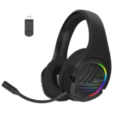 Amazon Basics Tri-Mode Wireless Rgb Gaming Headphones With Detachable Mic,Volume Scroller,Microphone On/Off Button,Type-C Charging Jack, For Pc And Laptop. (Black)