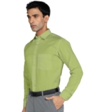 Btfash Men’S Solid Slim Fit Cotton Formal Full Sleeve Shirt | Cutaway Collar Shirt With Pocket | Men Solid Plain & Stylish Shirts | Breathable Fabric (Green_42)