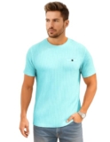 Awg All Weather Gear Men Solid Waffle Crew Neck Tshirt | Waffle Knit T-Shirt | Men’S T-Shirt | Tees For Man | Textured Half Sleeve T-Shirt’S | Tshirt For Men Stylish Aqua Blue