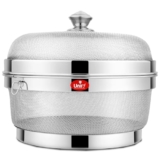 Unify 12 Inch Stainless Steel Mesh Fruit Basket With Lid | Net Cover For Dining Table | Fruit & Vegetable Strainer Basket | Kitchen Organizer | Fly & Mosquito Proof Storage | Silver