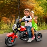 Cockatoo 9E Cruise Electric Bike For Kids With Police Siren, Rechargable Ev Bike For 2-8 Yrs, 12V Battery For 4.5Hr-6Hr Ride With Foot Race, Mp3/Usb, Bt, Button Start, Multicolor Led Light -Red