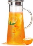 Ginoya Brothers Glass Pitcher With Lid Iced Tea Pitcher Water Jug Hot Cold Water Ice Tea Wine Coffee Milk And Juice (1300 Ml)