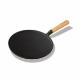 Cumin Co. Cast Iron Naturally Non Stick Tawa|Free Spatula, Sponge & Holder|26 Cm Tawa, Suitable For Roti/Chapati|Patented Technology, Rust-Free|No Seasoning Required|Beachwood Handles|Green Colour