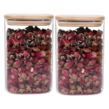 Ginoya Brothers Transparent Glass Canister Set With Wooden Lids – Stylish Food Storage Containers For Pasta, Beans, Coffee, And Dry Snacks – Perfect For Home, Kitchen. (Pack Of 2, 270 Ml)