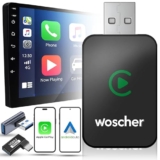 Woscher 2In1 Airlink Wireless Carplay Adapter And Android Auto Adapter For Car |Converts Wired To Wireless, Bluetooth Connectivity, Only For Cars With Oem Installed Wired Android Auto/Carplay (Black)