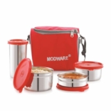 Modware King Meal Stainless Steel Lunch Box Set With Insulated Carry Bag, Leakproof Containers, And Juice Tumbler – Ideal For Office, School, And Travel (Red)