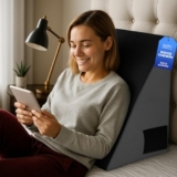 Sleepsia Wedge Pillow For Sleeping | 1 Year Warranty | Back Support Orthopedic Memory Foam Wedge Cushion For Acid Reflux, Pregnancy, Snoring, Gerd, Back & Leg Support- Grey/Black, 20″ Lx17.4 Wx10 H