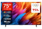 Tcl 189 Cm (75 Inches) Metallic Bezel-Less Series 4K Ultra Hd Smart Led Google Tv 75V6B (Black)