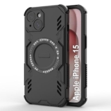 Amazon Basics Back Case Cover For Iphone 15 | Magsafe Case With Built-In Metal Ring | Supports Magsafe Charger, Wallet & Car Mount | Shockproof Hybrid Pc + Tpu | Black