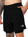 Endeavour Wear 2 In 1 Active Dual Shorts For Men With Inner Lining For Sports Running Gym Black