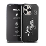 Puloka – Mobile Cover For Iphone 15 Pro – Horse Embroidery – Sleek & Stylish – Protective & Anti Scratch Phone Cover Vegan Leather Back Case – Men & Women – Santa Barbara Polo (Black)