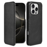 Puloka – Sleek Flip Case- Compatible For Iphone 16 Pro Max- Premium Vegan Leather Phone Cover With Card Slot – Slim, Durable, Privacy Protection – Kickstand Function – Elegant Flip Wallet Cases- Black