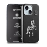 Puloka – Mobile Cover For Iphone 14 – Horse Embroidery – Sleek & Stylish – Protective & Anti Scratch Phone Cover Vegan Leather Back Case – Men & Women – Santa Barbara Polo (Black)