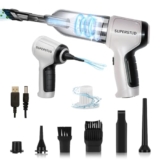 Superstud Car Vacuum Cleaner 2 In 1 With 3 Attachments & Blower | Cordless Handheld Vacuum Cleaner For Wet & Dry Cleaning For Home/Office/Car/Keyboard/Travel/Sofa/Office (Richgrey) (Grey)