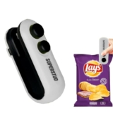 Superstud Portable Plastic Bag Sealing Machine || Mini Bag Sealer With Cutter And Magnet || Packet Sealer For Food, Chips, Snacks, Traveling Food Packets Bags (Rechargeable) (White)