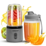 Superstud Blender Mixer Grinder | Mini Blender For Smoothies & Juices | 2-Jar Capacity (400Ml*2) | 45 Watts Bullet Rechargeable Portable Juicer | Auto-Stop After 40S (Ash Grey)