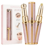 Superstud Eyebrow Trimmer For Woman All In One, 2-In-1 Eyebrow Epilator, Women Face Trimmers For Facial Hair Remover For Face, Upper Lips, Nose, Ear, Portable & Rechargable Epilators With Ring Light (Pink)