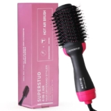 Superstud Hot Air Brush For Hair || Hair Dryer For Woman || Hair Straightening Brush, Curler Professional 4 In 1 || Volumizer Blow Drying For All Hairstyle (Black)