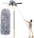 Dodge ‘N Wolves Microfiber Feather Duster Bendable & Extendable Fan Cleaning Brush With 100 Inches Expandable Pole Handle Washable Mop For High Ceiling Fans,Window Blinds,Furniture (Standard Grey)