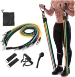 Dealsure 11 Piece Gym Power Resistance Band Set For Workout, Resistance Band For Exercise, Resistance Band For Pull Ups, Tricep, Legs, Rubber Tube With Door Anchor And Hook (Multicolor)