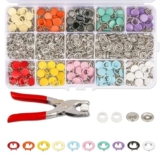 Marchello Premium Snap Buttons Kit – 100 Sets 9.5Mm Metal Fasteners In 10 Colors With Hand Pliers Tool, Five-Claw Copper Buckles For Sewing, Diy Crafts, Baby Clothes, Hats, Bibs & Rompers (Multicolor)