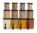 Matic Houseware Plastic 1400Ml Containers Set For Kitchen Storage And Containers Box For Pantry Organization And Container For Kitchen Storage, Set Of 12 – (350Ml+650Ml+950Ml) 4 Pcs Each With Spoon