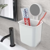 Marchello Plastic Toothbrush Holders For Bathroom | Toothbrush Holders For Toothbrushes | Wall Mounted Toothbrush Holder/Bathroom Shelf For Wall (Plastic Toothbrush Holder)