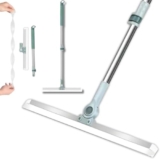 Tekcool Thermoplastic Elastomer (Tpe) 50-Inch Rotating Floor Squeegee, Heavy Duty Bathroom Wiper With 180-Degree Swivel Head,Multifunctional Magic Broom With Long Handle Adjustable (Blue)