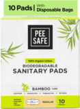 Pee Safe Organic Cotton Ultra Thin Biodegradable Regular Sanitary Pad (Pack Of 10) Sanitary Pad(Pack Of 10)
