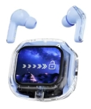 Vehop Airmax Screen Tws, Smart Touch Display True Wireless Buds, Bt5.4 With Low Latency Gaming Mode, Type-C Fast Charging, Find My Earbuds, 4 Mics Enc For Clear Calling, Eq Mode.(Blue)