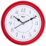 Matiz 107 Round Wall Clock Red Color Plastic Case White Dial Analog For Living Room Home Decorations Office (Size: 20 X 20 Cm)