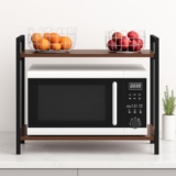 Zolmix® 2 Layer Wooden Microwave Stand | Adjustable Kitchen Storage Shelf For Microwave Oven, Toaster, Coffee Maker | Multi-Purpose Trolley Stand With Storage Cabinet, Organizer For Kitchen With Hooks