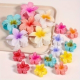 Cerrito 4 Pcs Hawaiian Flower Hair Claw Clips – Plumeria & Hibiscus, Large Nonslip Clutchers For Hair, Strong Hold Hair Accessories For Thick Or Thin Hair, Beach, Everyday Use (Multi-Size, Multicolor)