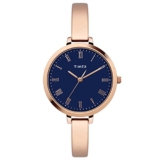 Timex Analog Watch For Women With Blue Round Dial & Rose Gold Brass Bracelet Band Water Resistant Women’S Wrist Watches – Twel12816