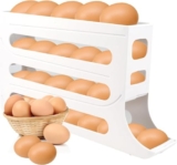 Gs Greaterscap Auto Rolling Fridge Egg Organizer, Space-Saving Egg Dispenser Holder, 4 Tiers Stackable Egg Dispenser, 30 Eggs Fridge Egg Rack Large Capacity Egg Rack For Refrigerator.