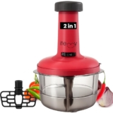 Itemy Premium 2 In 1 Push Chopper 800Ml | Vegetable Cutter With Stainless Steel Blades | Easy Hand Press Food Chopper For Onion, Garlic, Salad, Fruits & Nuts | Bpa-Free & Compact Design (1)