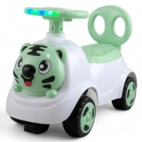 Kidsroar Push Ride On Car For Kids 1-5 Years | Baby Push Car With Music, 3D Lights & Backrest | Premium Ride On Toy Supports Up To 35Kg (Tiger, Green)
