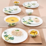 Larah By Borosil Fluted Series Fern Opalware Dinner Set | 19 Piece For Family Of 6 | Microwave & Dishwasher Safe | Bone-Ash Free | Crockery Set For Dining & Gifting | Plates & Bowls | White