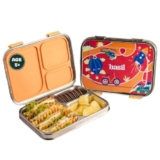 Basil Bento Box – 3 Compartment Stainless Steel Lunch Box For Kids, 900 Ml | Leak Proof Tiffin Box For School – Red Adventure | Cloud Hopper