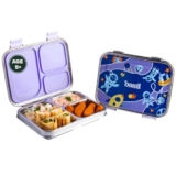 Basil Bento Box – 900 Ml 3-Compartment Stainless Steel Lunch Box For Kids | Leak-Proof Tiffin For School – Blue Space | Super Swoosh