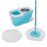 Presto! Elite Spin Mop With Steel Wringer And Auto-Fold Handle, Blue, 2 Refills