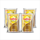 Saffola Gold| Power Of 3 | Blend Of Rice Bran & Corn Blended Oil Pouch(4 X 1 L)
