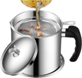Softsold Enterprise Stainless Steel Oil Strainer Pot With Lid & Anti-Scald Handle, 1.3L Grease Container For Kitchen, Cooking Oil Filter Can With Fine Mesh Strainer – Anti-Rust, Easy To Clean