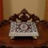 Brahmani Villa 6X3 Inch Silver Coated Wooden Puja Chowki | Small Decorative Pooja Stand For Mandir, Small Decorative Pooja Stand For Mandir, Elegant Puja Articles ( Size- 6X3 )
