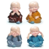 Woyax Colorful Set Of 4 Monk Buddha Figurines – Decorative Statues For Home, Office, Diwali, Christmas & Vaastu Decor