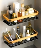 Perpetual Self – Adhesive Bathroom Shelf For Wall, Multipurpose Wall Mounted Bathroom And Kitchen Organiser Without Drill, Space Saving Stand For Bathroom And Kitchen Wall (Pack Of 1) Gold