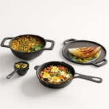 Lifelong Cast Iron Cookware Combo Set | 4-Piece Pre-Seasoned – Tawa (30Cm), Kadhai (24Cm), Fry Pan (20Cm) & Tadka Pan | Naturally Non-Stick | Gas & Induction Compatible, Black