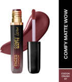 Faces Canada Comfy Matte Wow Liquid Lipstick | Highly Pigmented | Long Lasting(Cocoa Crush 07, 3.8 Ml)