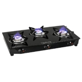Lifelong 3 Burner Gas Stove Top For Kitchen – Manual Ignition Cooktop Modern Glass Stove For Modular Kitchen, Isi Certified & Compatible With Lpg – 1 Year Manufacturer’S (Black, Llgs18)